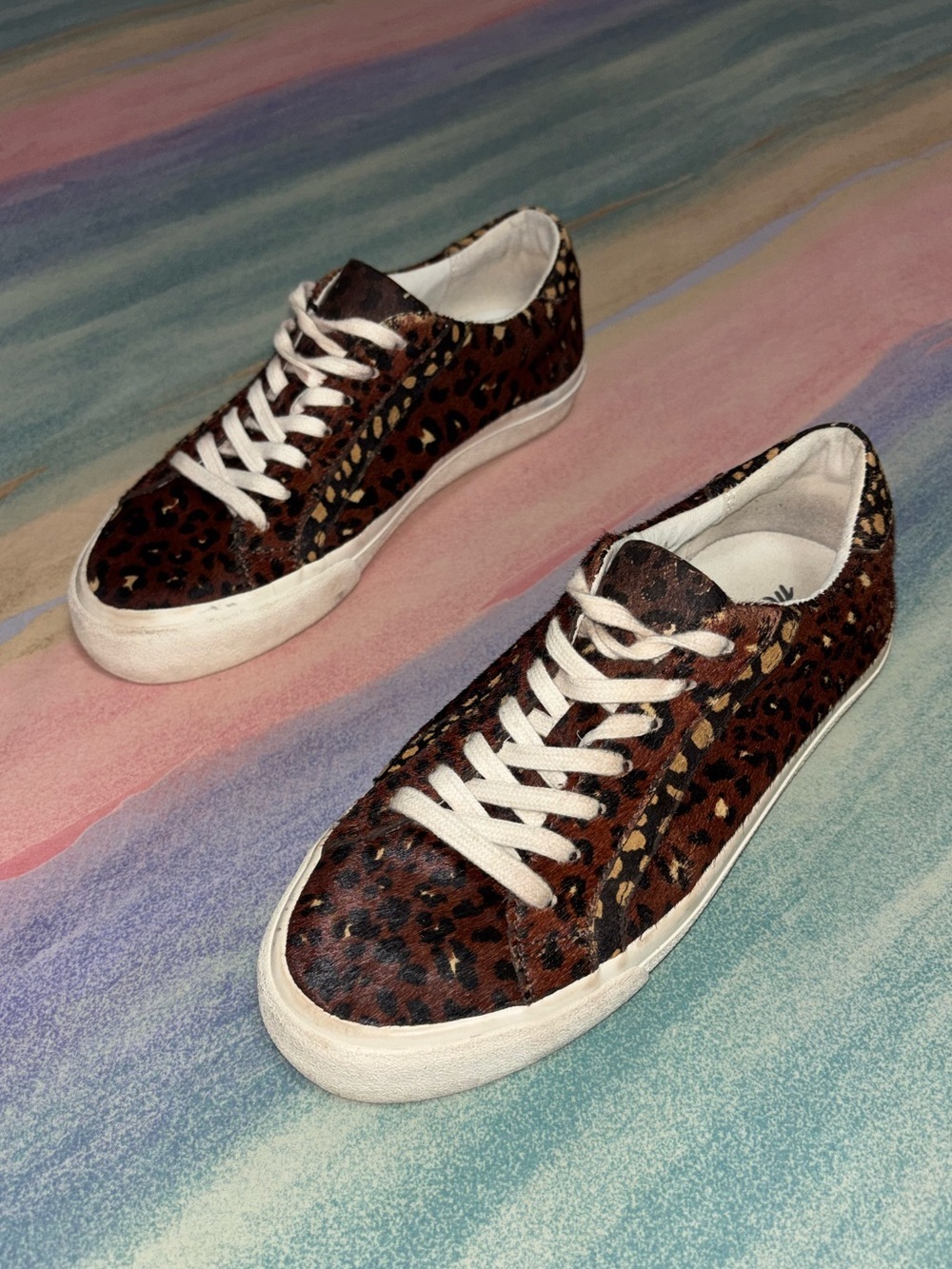 Size 7.5 Madewell Sidewalk Low-Top Sneakers in Painted Leopard Calf Hair